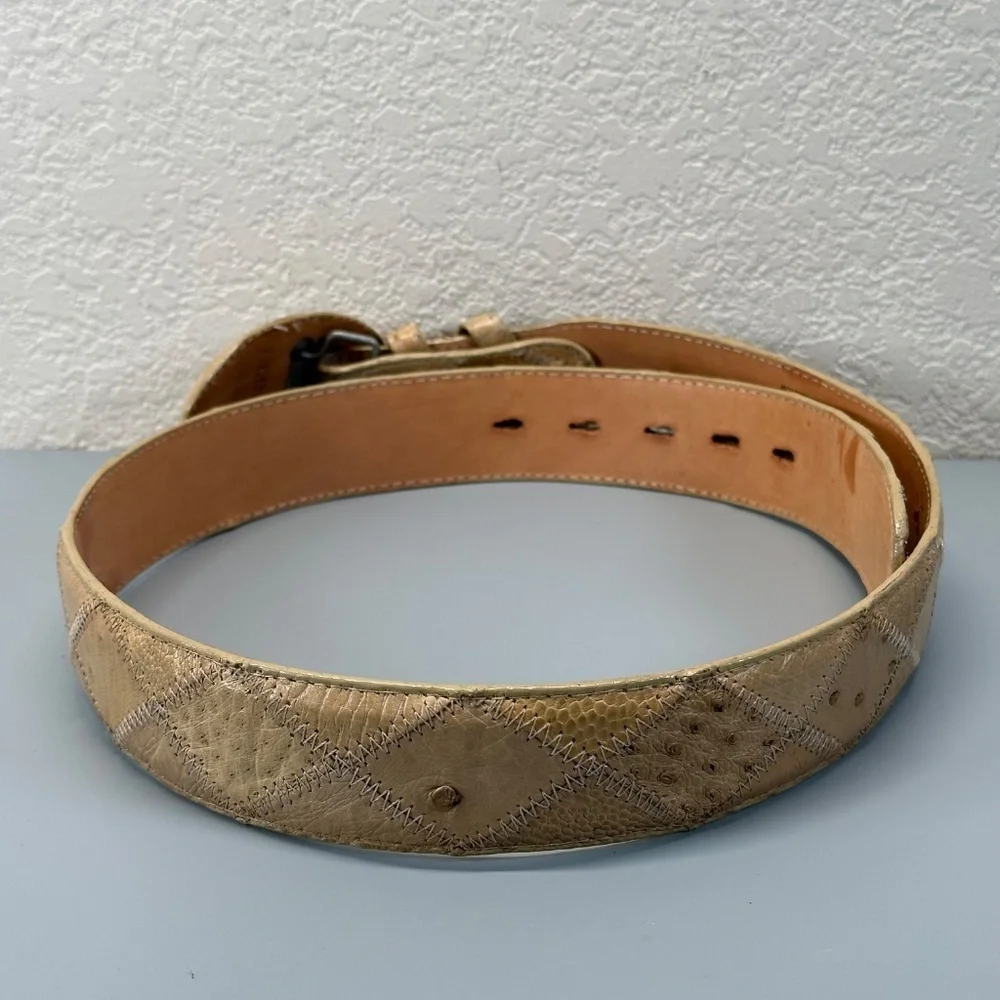 Genuine Full-quill Ostrich leather Wester-style Belt Women's  US 10 NWOT Rodeo